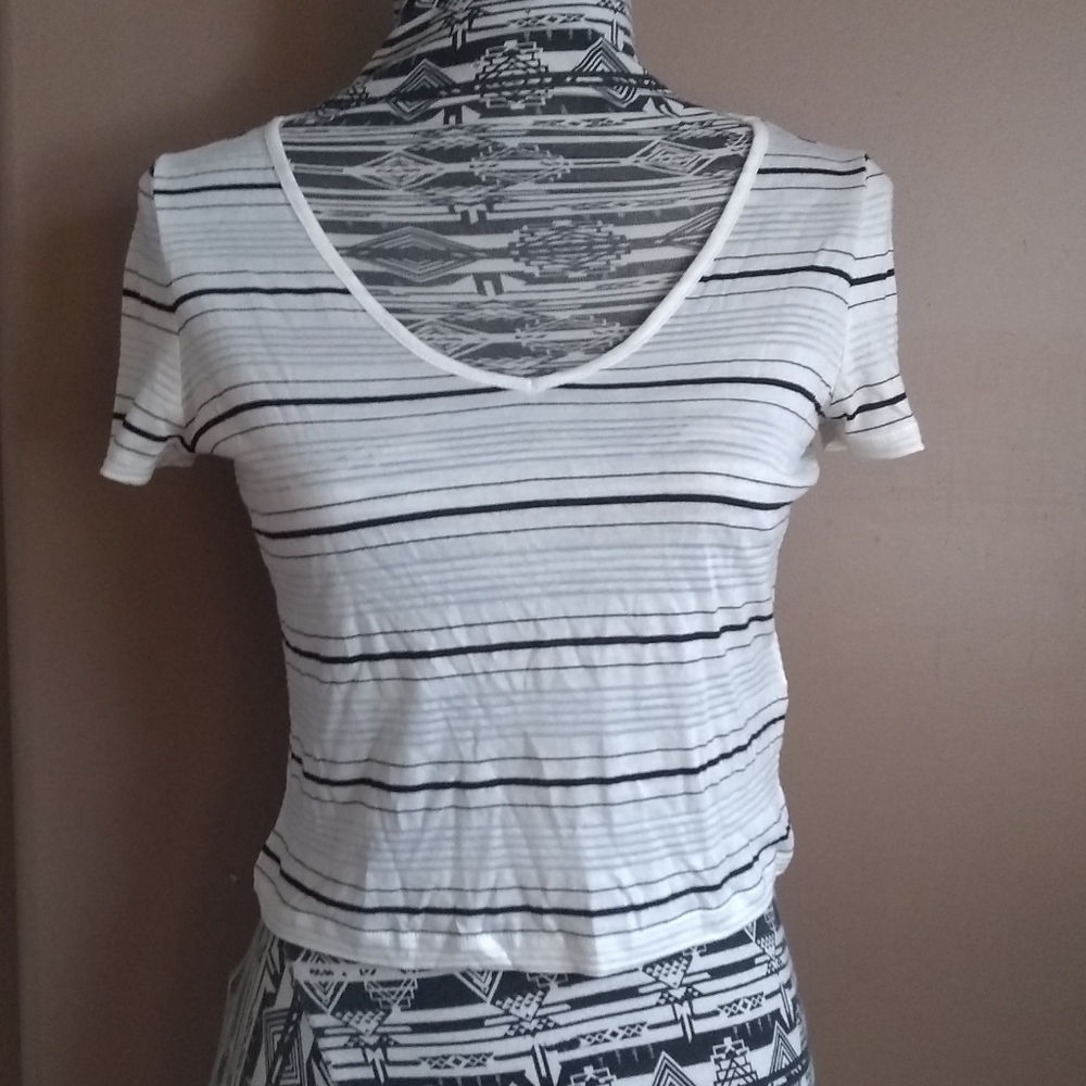 Forever 21 white striped crop top